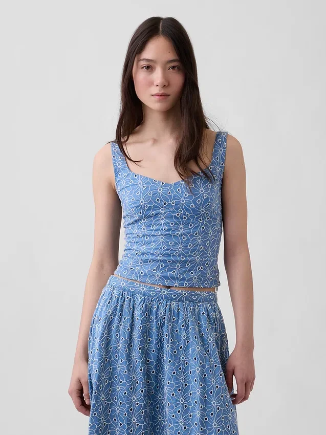 Haut bustier court à œillets