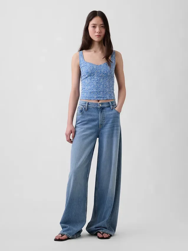 Haut bustier court à œillets