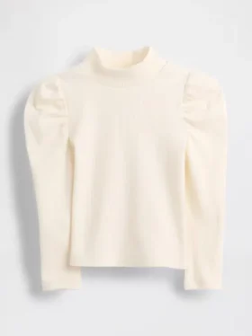 Haut à col montant et manches bouffantes en tricot côtelé pour Bébé & Enfant
