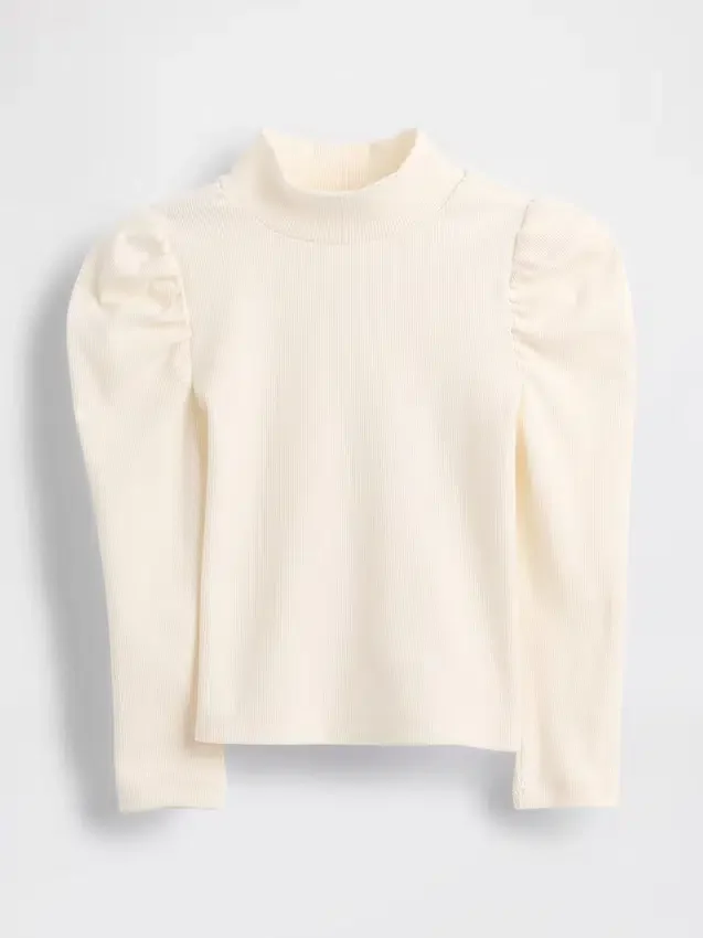 Haut à col montant et manches bouffantes en tricot côtelé pour Bébé & Enfant