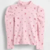 Haut à col montant et manches bouffantes en tricot côtelé pour Bébé & Enfant