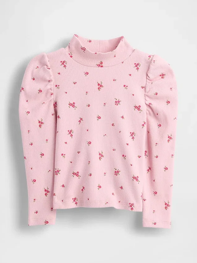 Haut à col montant et manches bouffantes en tricot côtelé pour Bébé & Enfant