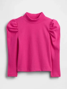 Haut à col montant et manches bouffantes en tricot côtelé pour Bébé & Enfant