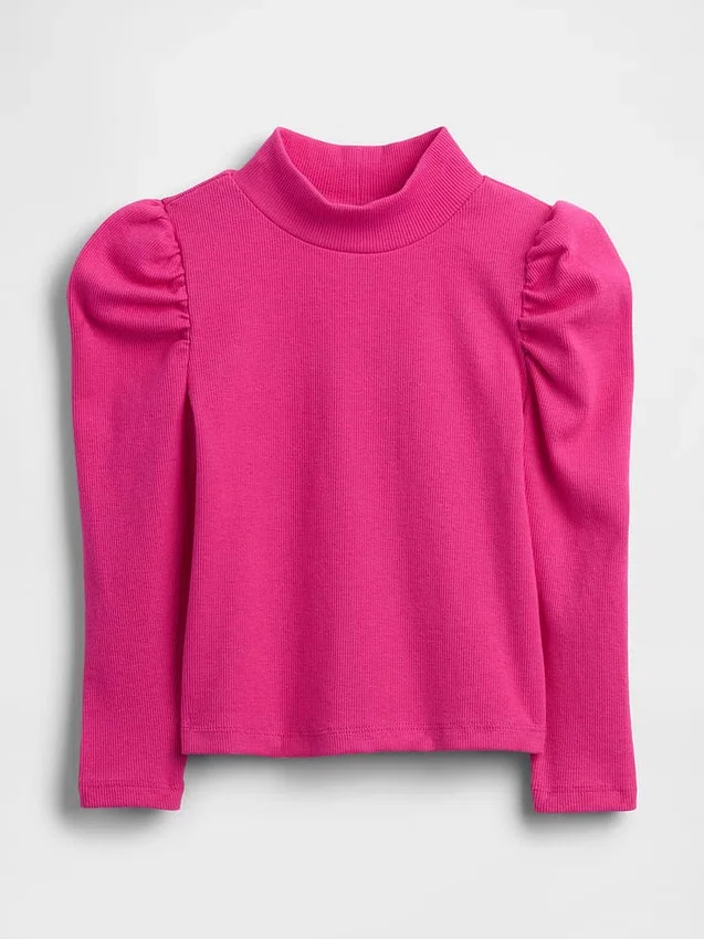 Haut à col montant et manches bouffantes en tricot côtelé pour Bébé & Enfant
