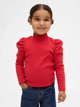 Haut à col montant et manches bouffantes en tricot côtelé pour Bébé & Enfant