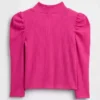 Haut à col montant et manches bouffantes en tricot côtelé pour Bébé & Enfant