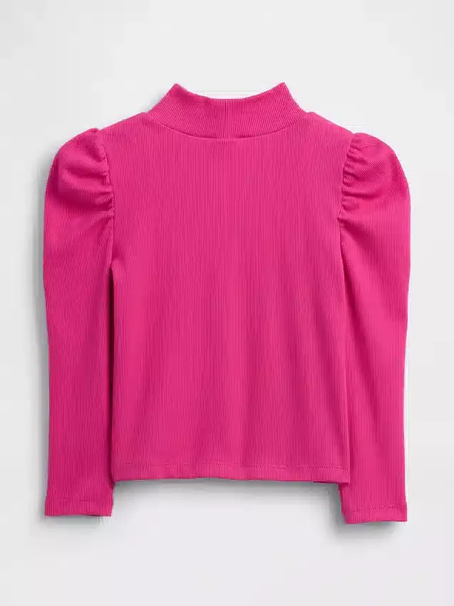 Haut à col montant et manches bouffantes en tricot côtelé pour Bébé & Enfant