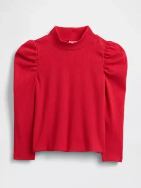 Haut à col montant et manches bouffantes en tricot côtelé pour Bébé & Enfant