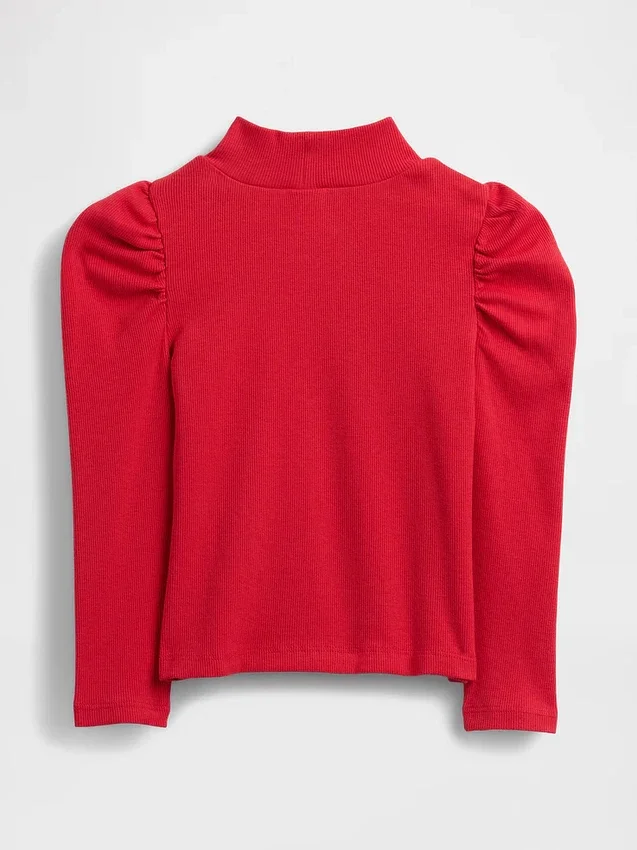 Haut à col montant et manches bouffantes en tricot côtelé pour Bébé & Enfant