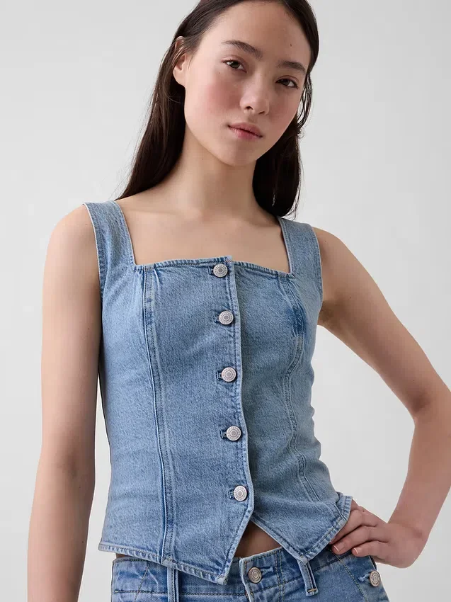 Haut corset en denim