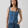 Haut corset à poches en denim
