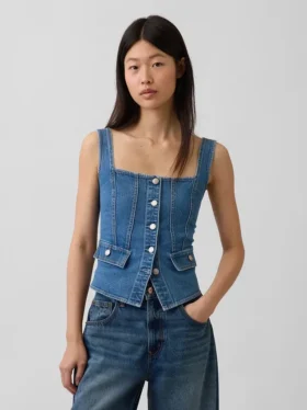 Haut corset à poches en denim