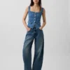 Haut corset à poches en denim