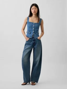 Haut corset à poches en denim