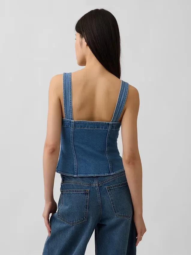 Haut corset à poches en denim