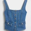 Haut corset à poches en denim