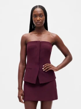 Haut corset sans bretelles en tissu bistretch