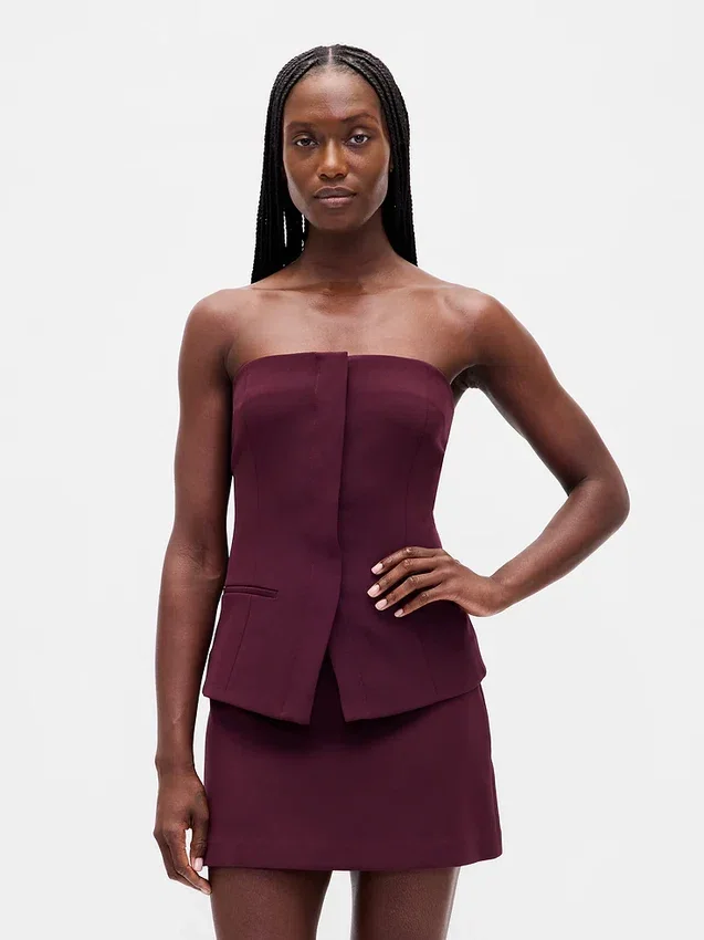 Haut corset sans bretelles en tissu bistretch