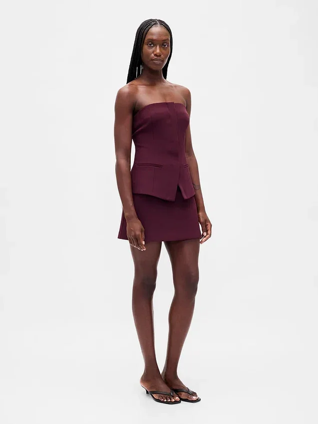 Haut corset sans bretelles en tissu bistretch
