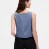 Haut court à boutons en mélange de lin