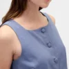 Haut court à boutons en mélange de lin