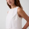 Haut court à ourlet en dentelle en mélange de lin