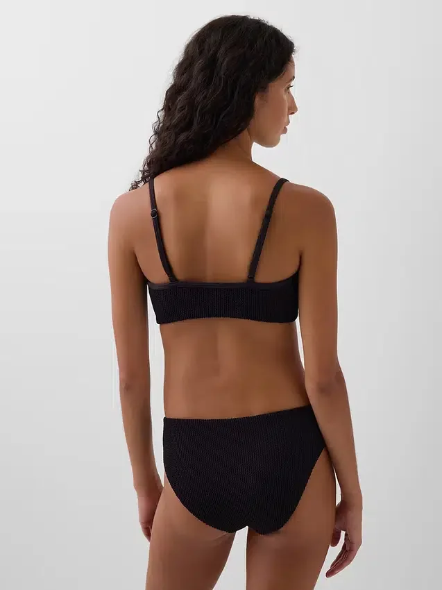Haut de bikini à encolure dégagée en maille côtelée