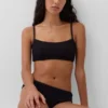 Haut de bikini à encolure dégagée en maille côtelée