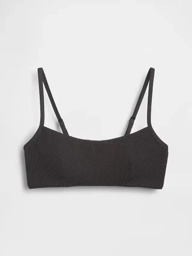 Haut de bikini à encolure dégagée en maille côtelée
