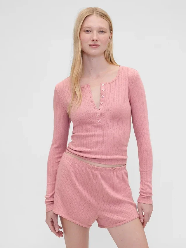 Haut de pyjama Henley en maille pointelle GAP × Summer Fridays