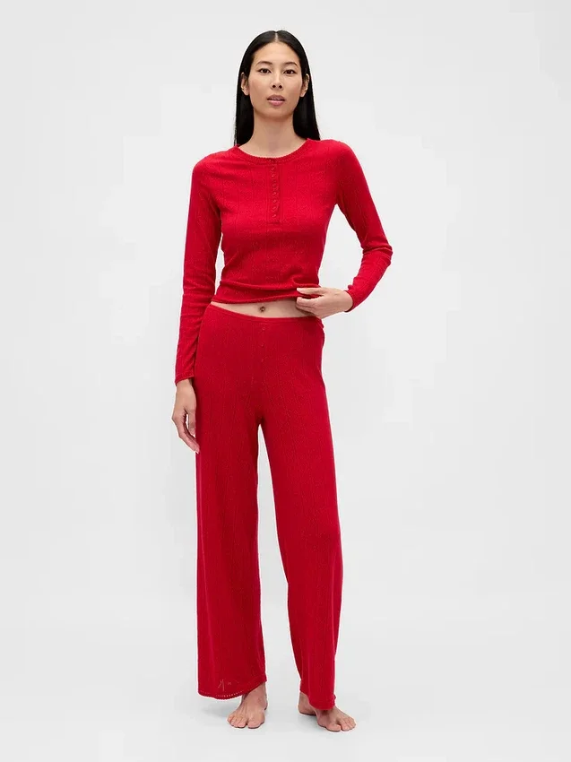 Haut de pyjama léger CashSoft en pointelle à motif cœur