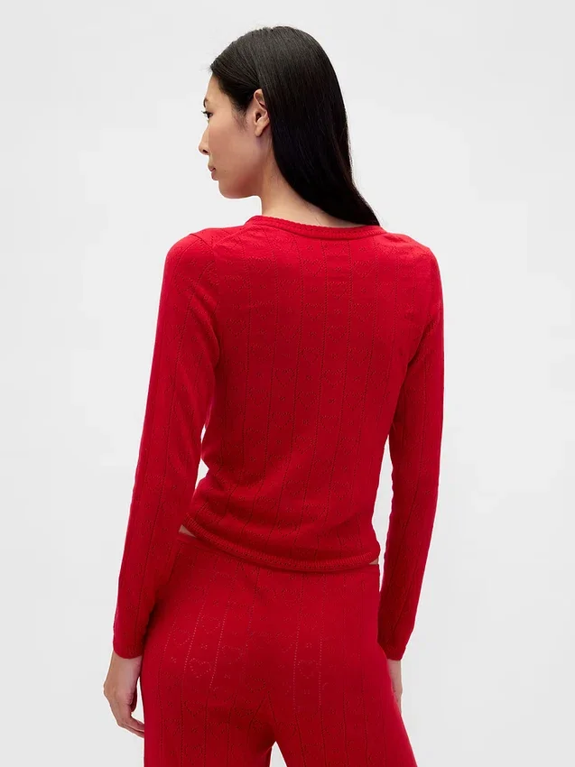 Haut de pyjama léger CashSoft en pointelle à motif cœur