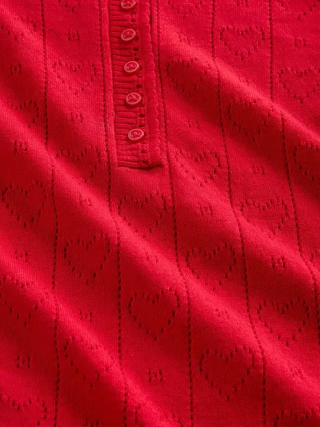Haut de pyjama léger CashSoft en pointelle à motif cœur