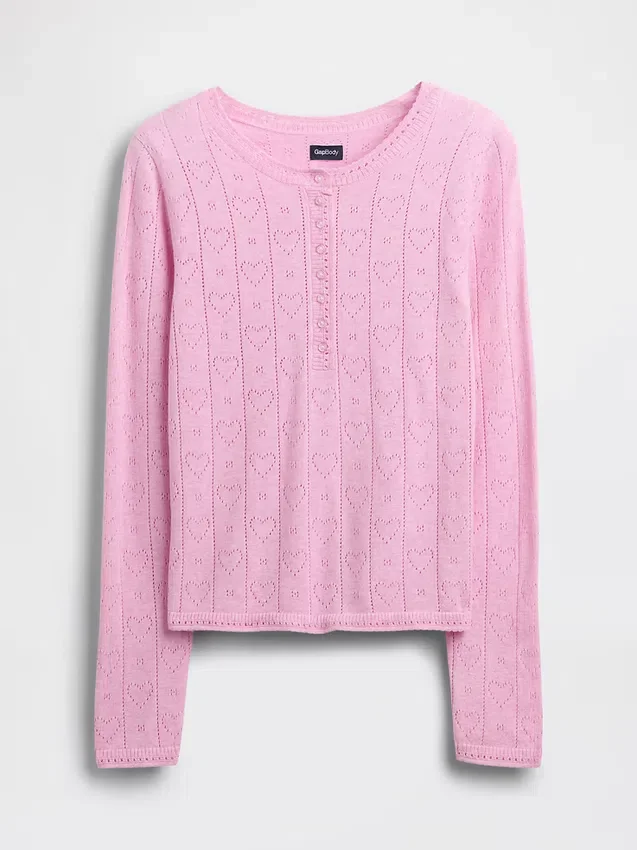 Haut de pyjama léger CashSoft en pointelle à motif cœur