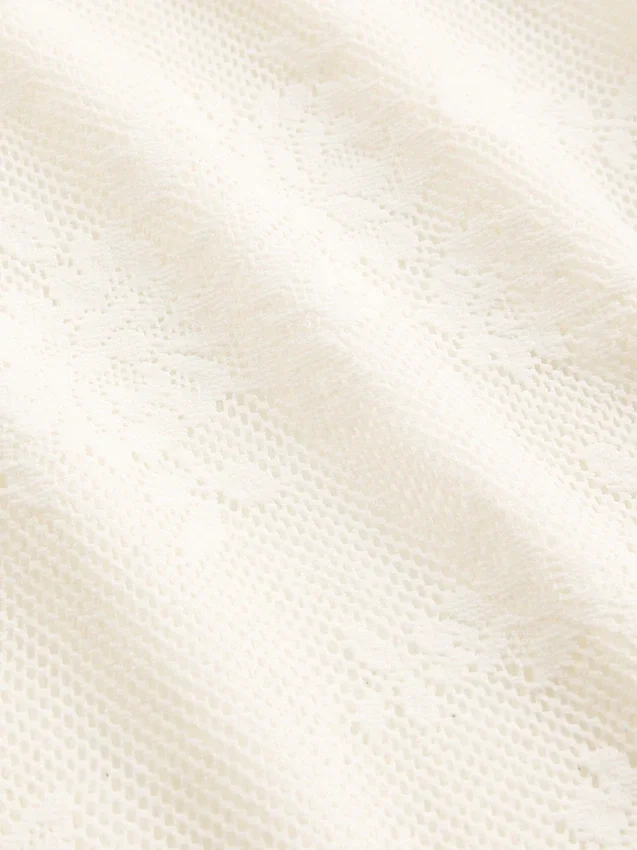 Haut en maille de nylon extensible et douce avec dentelle florale