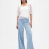 Haut en tulle transparent brodé