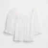 Haut en tulle transparent brodé
