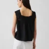 Haut à encolure carrée en crochet et mélange de lin