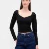 Haut à encolure en cœur en double tricot