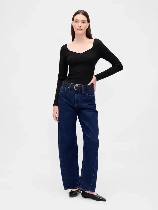 Haut à encolure en cœur en double tricot