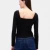 Haut à encolure en cœur en double tricot