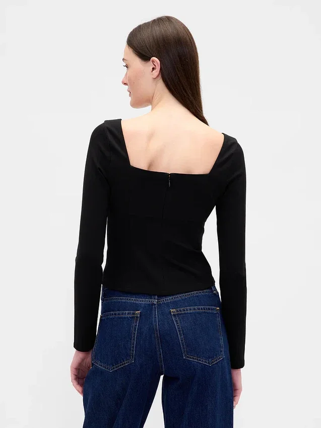 Haut à encolure en cœur en double tricot