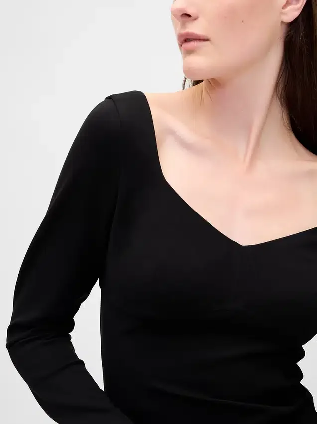 Haut à encolure en cœur en double tricot