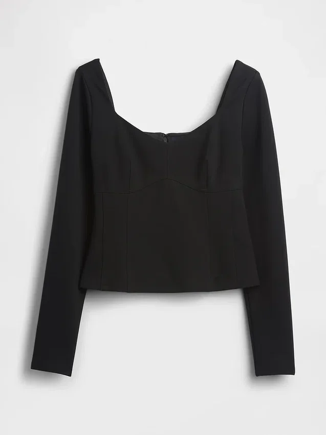 Haut à encolure en cœur en double tricot