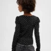 Haut enfant à manches bouffantes côtelées