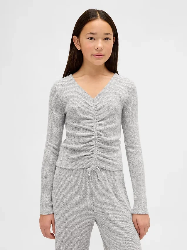 Haut froncé en maille côtelée Softspun pour enfants
