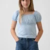 Haut à manches bouffantes et bordures en dentelle pour enfants
