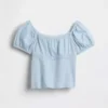 Haut à manches bouffantes et bordures en dentelle pour enfants