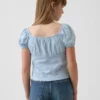 Haut à manches bouffantes et bordures en dentelle pour enfants