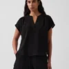 Haut oversize à encolure fendue en gaze de coton